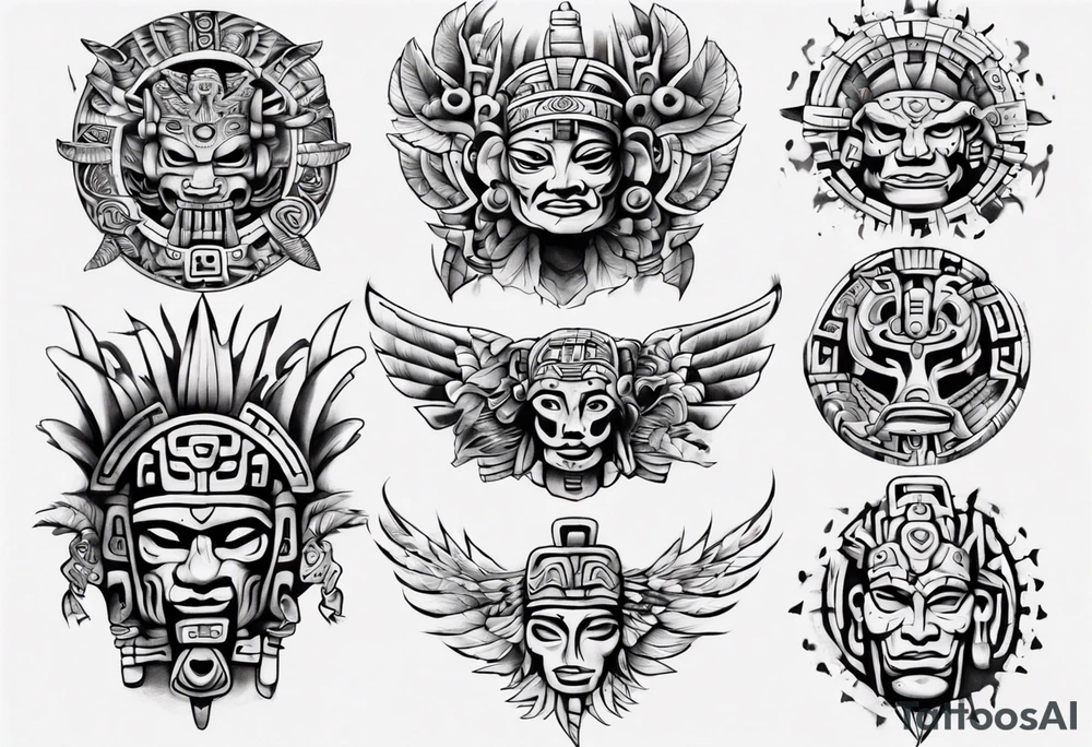 Mayan back pieces tattoo idea