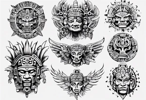 Mayan back pieces tattoo idea