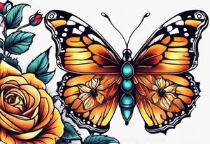 animal butterfly , flower rose, sunflower, tattoo idea