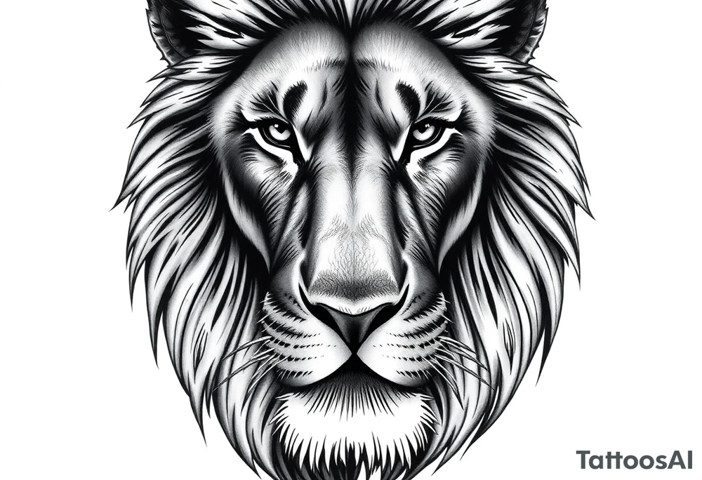 powerful majestic lion, close-up tattoo idea