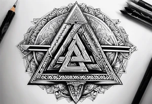 Valhalla steps Valknut sword tattoo idea