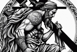 man carrying a cross tattoo idea