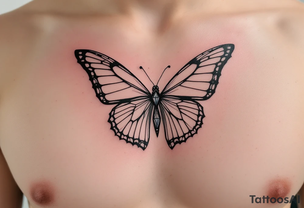 Diamond bow tie butterfly tattoo idea