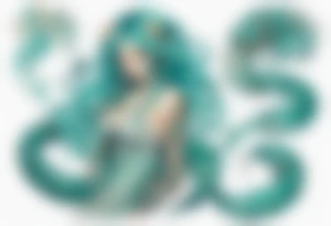 A beautiful lamia with turquois scales and teal hair. tattoo idea