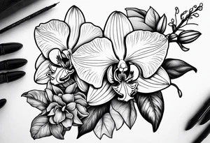 Orquídea e Bougainvillea tattoo idea
