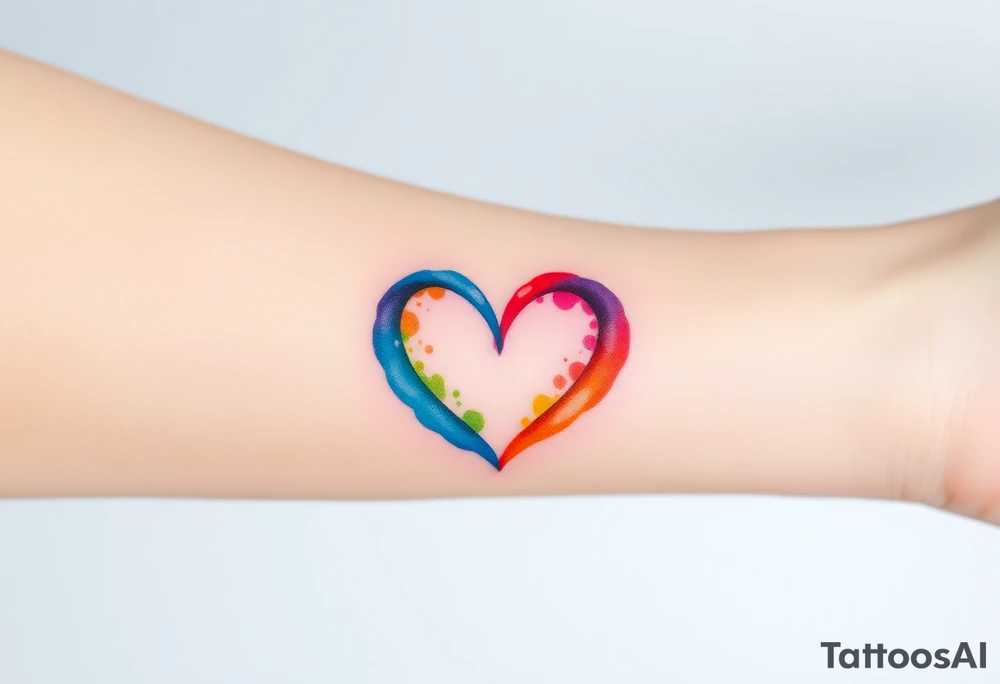 A watercolor infinity-heart with rainbow colors tattoo idea