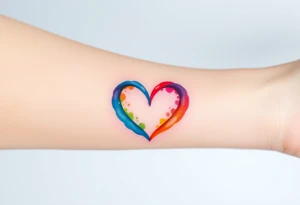 A watercolor infinity-heart with rainbow colors tattoo idea