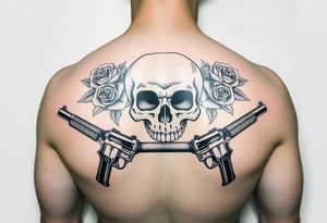 skull,roses,cigar,crossed guns, tattoo idea