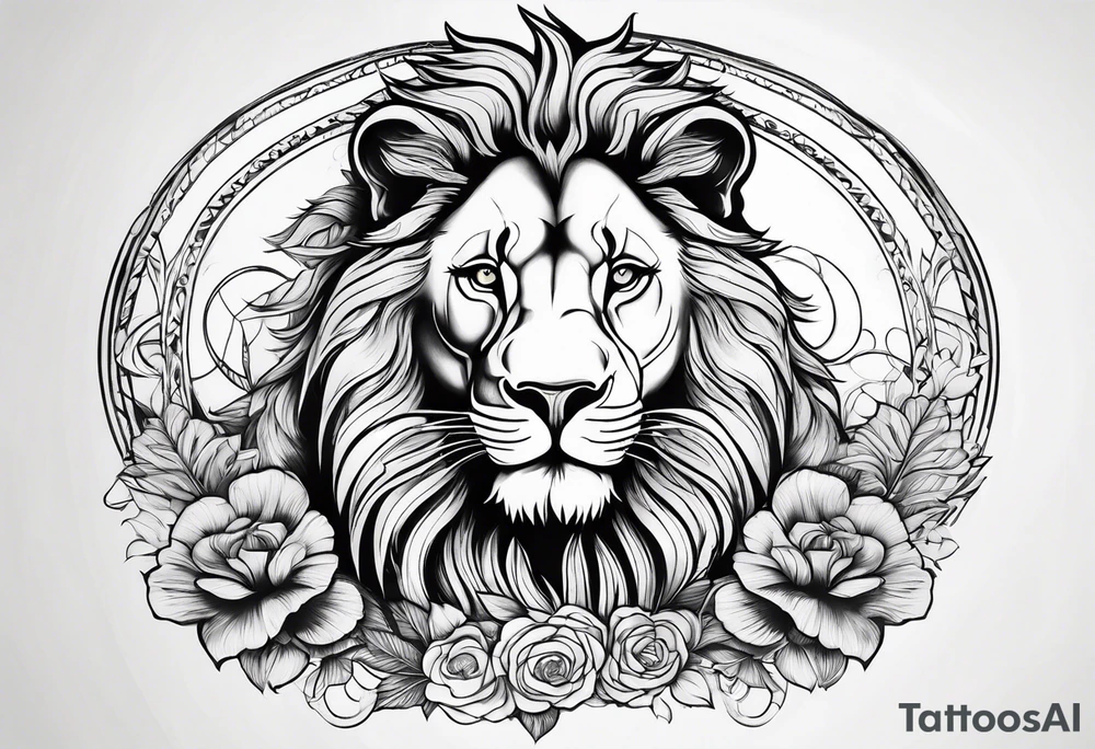 Female Lion with two cubs tattoo idea