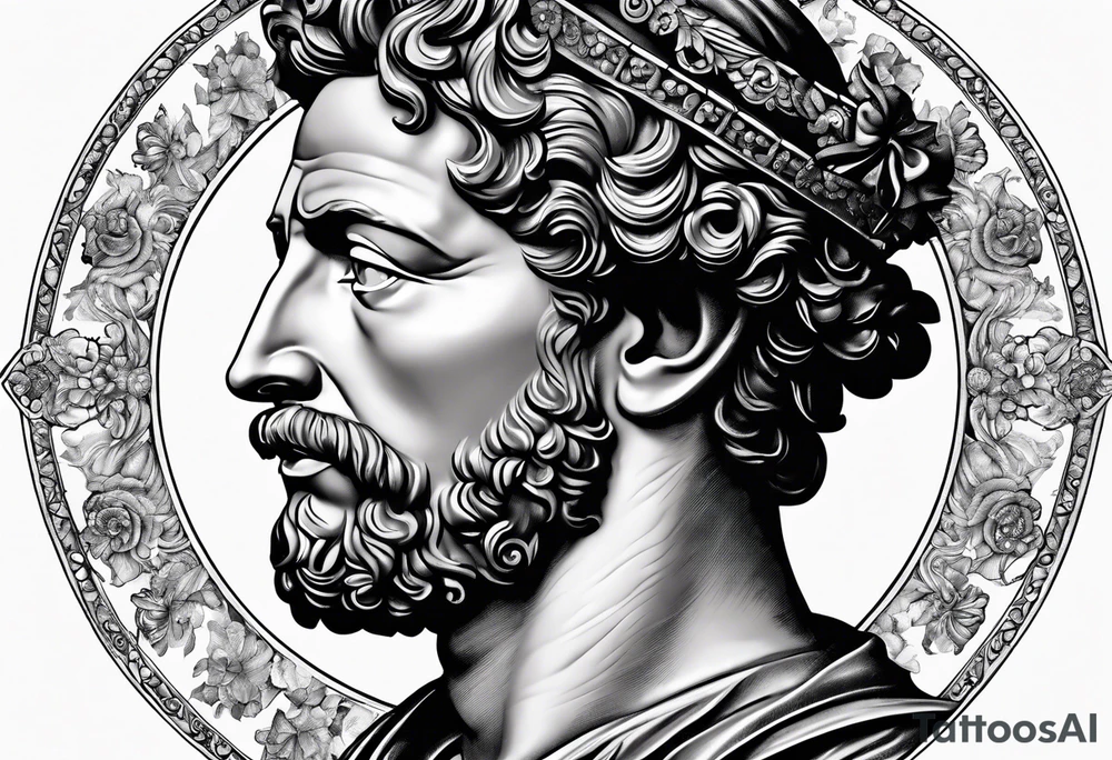 The Face of marcus aurelius with the lower left half missing tattoo idea