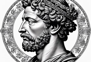 The Face of marcus aurelius with the lower left half missing tattoo idea