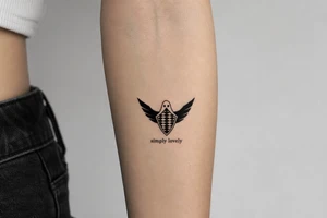 Koenigsegg ghost logo that they use as  TRIBUTE TO flying squadren and below written "simply lovely" tattoo idea