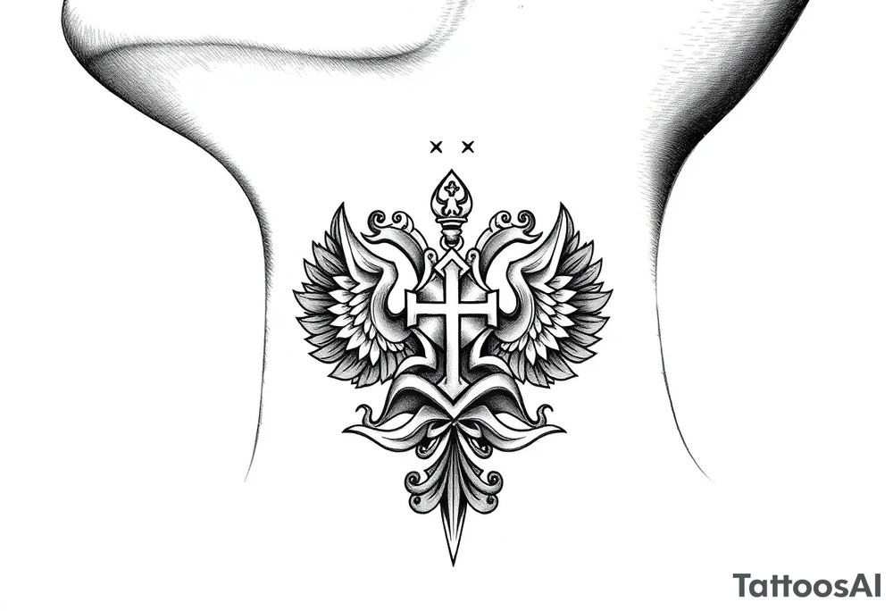 russian christian orthodox military neck design tattoo idea