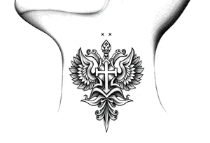 russian christian orthodox military neck design tattoo idea