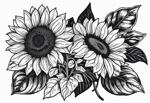 stamp  and sunflowers inside tattoo idea