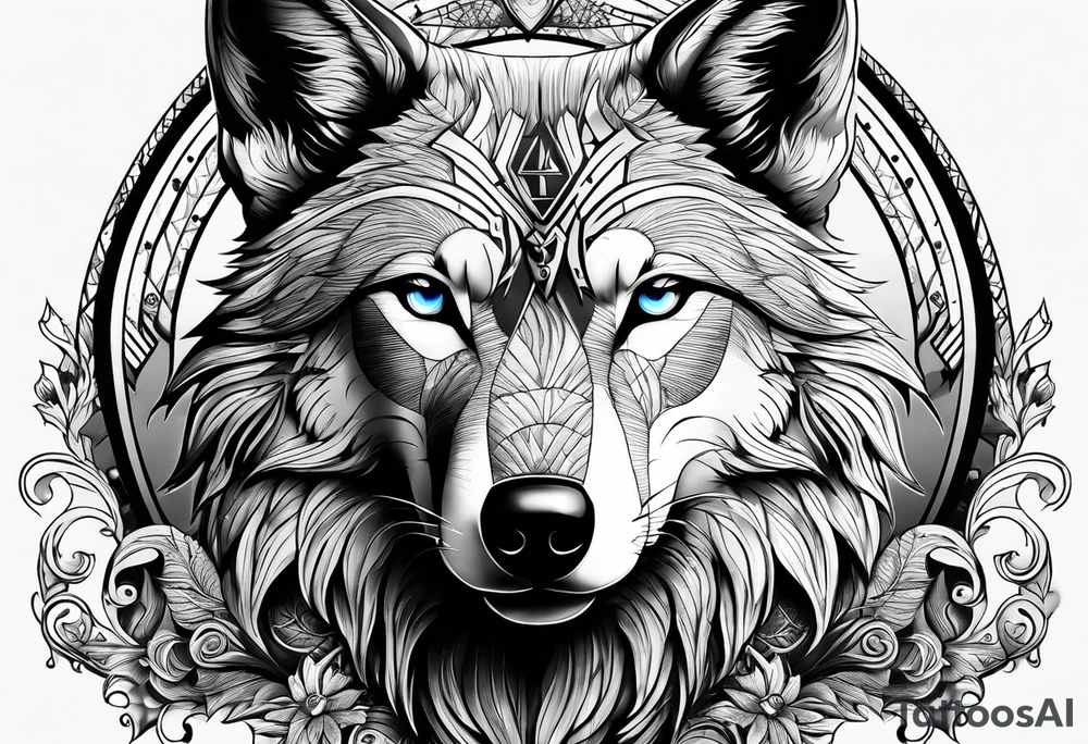 wolf with the letters SP on it tattoo idea