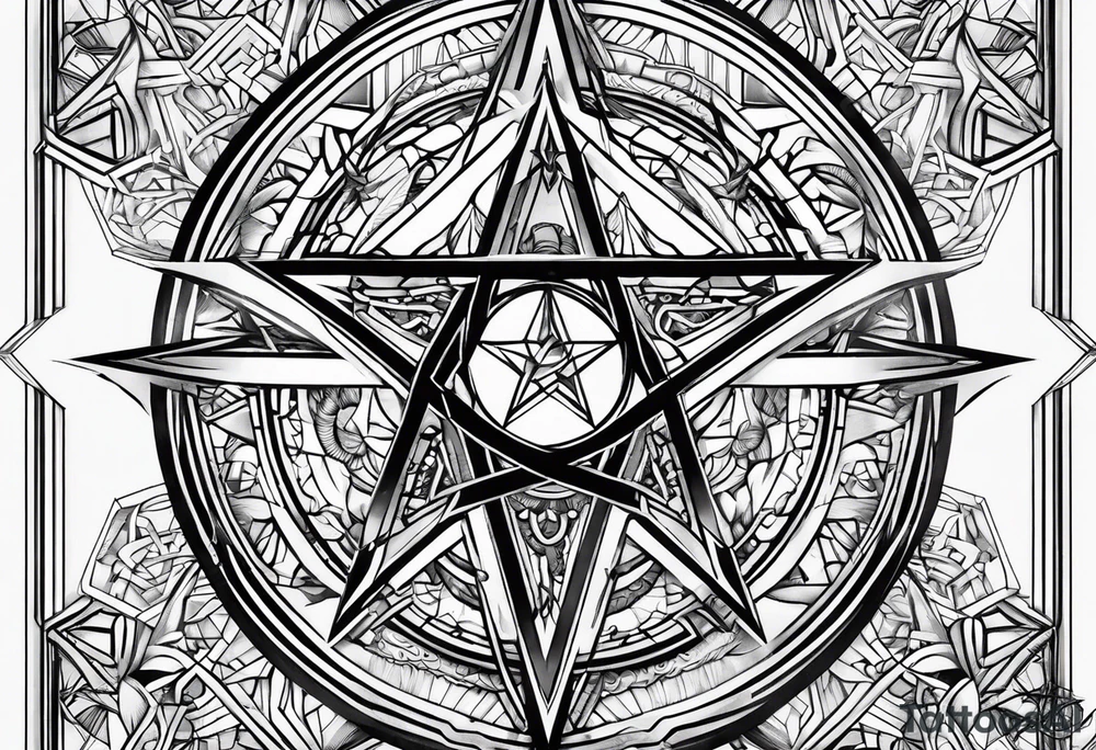 Pentagram geometric tattoo idea