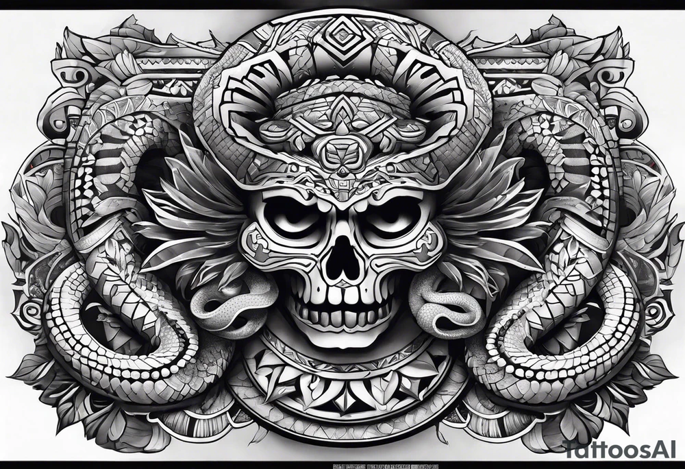 aztec snake sleeve tattoo idea