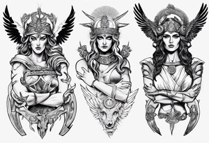 Greek goddess war lord tattoo idea