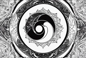 Yin yang symbol with sacred geometry patterns tattoo idea