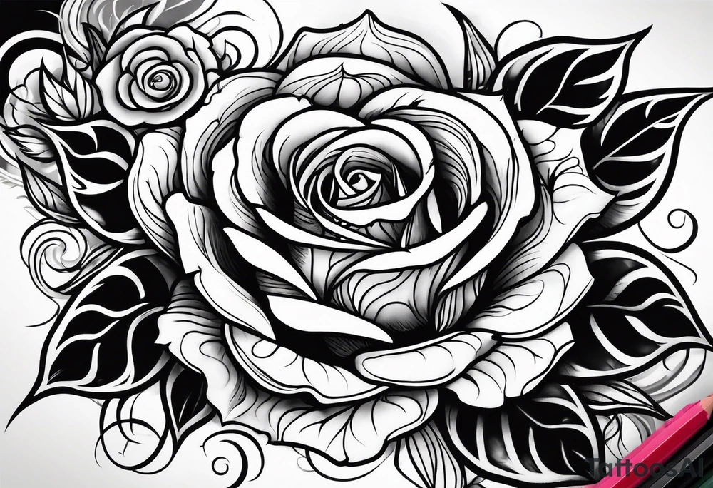Black rose burning tattoo idea