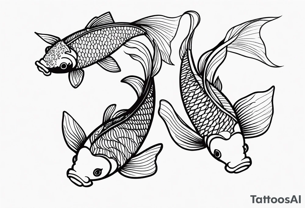 2 red koi fishes tattoo idea