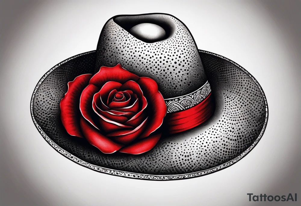 Mexican hat
red rose
day of dead tattoo idea