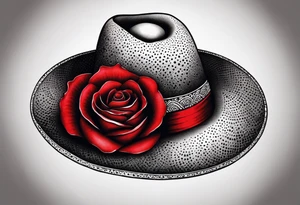 Mexican hat
red rose
day of dead tattoo idea