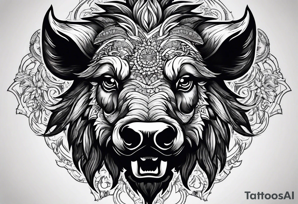 face angry boar tattoo idea