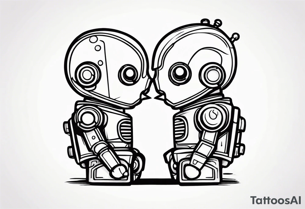 Kissing robot toys tattoo idea