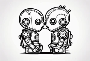 Kissing robot toys tattoo idea