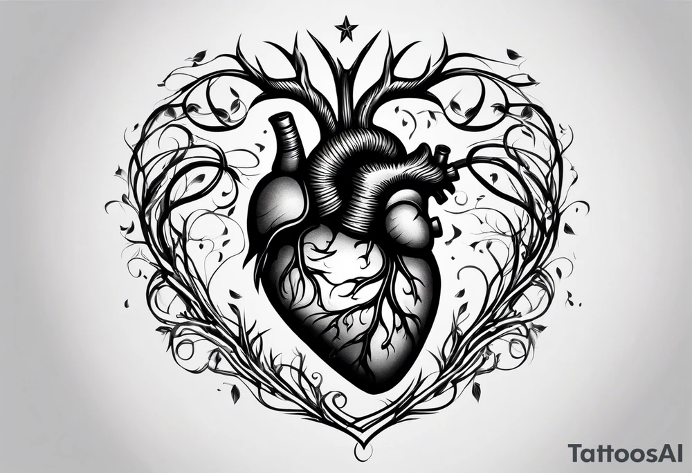 Heart with roots tattoo idea
