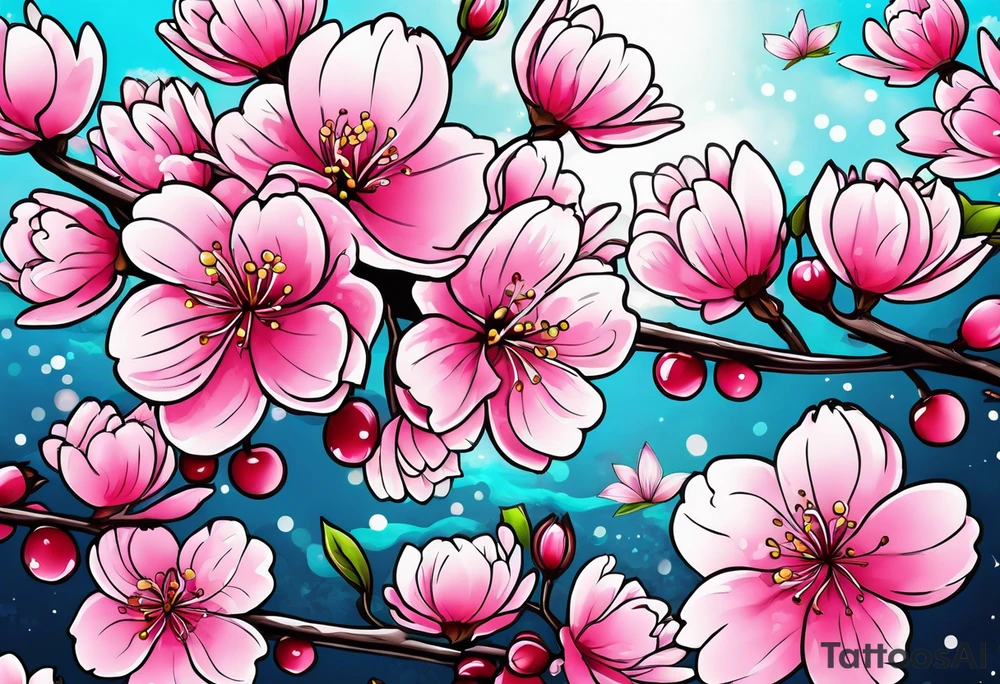 "Life Goes On" Pink cherry blossoms, lord of color tattoo idea