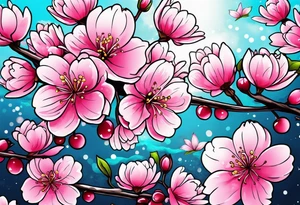 "Life Goes On" Pink cherry blossoms, lord of color tattoo idea