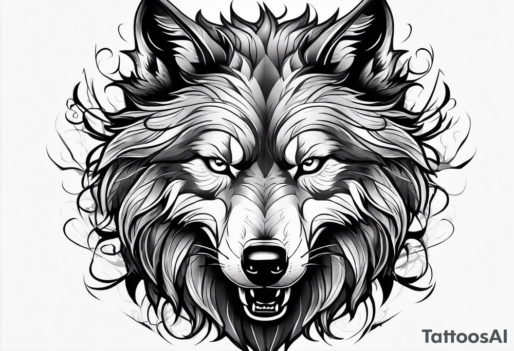 scary wolf head with dark smoke body running tattoo idea scary wolf head with dark smoke body running tattoo idea