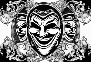 Smile now cry later gangster art masks tattoo idea