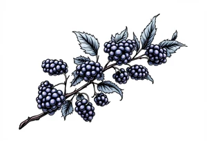 American traditional style Blackberry branch in a line to wrap around an arm tattoo idea