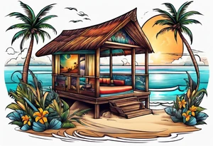 cabana on a beach tattoo idea