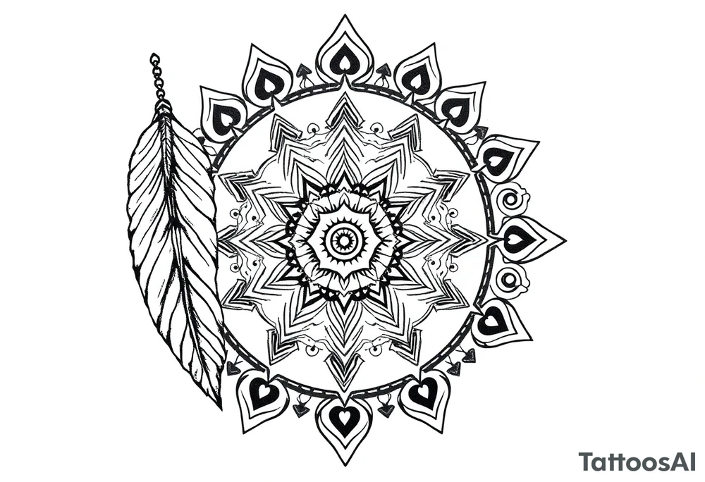 spiritual feathers indian mandala shaman rune tattoo idea
