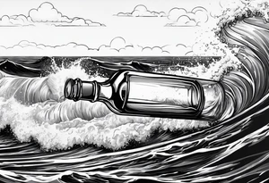 A message i a bottle floating at sea. tattoo idea