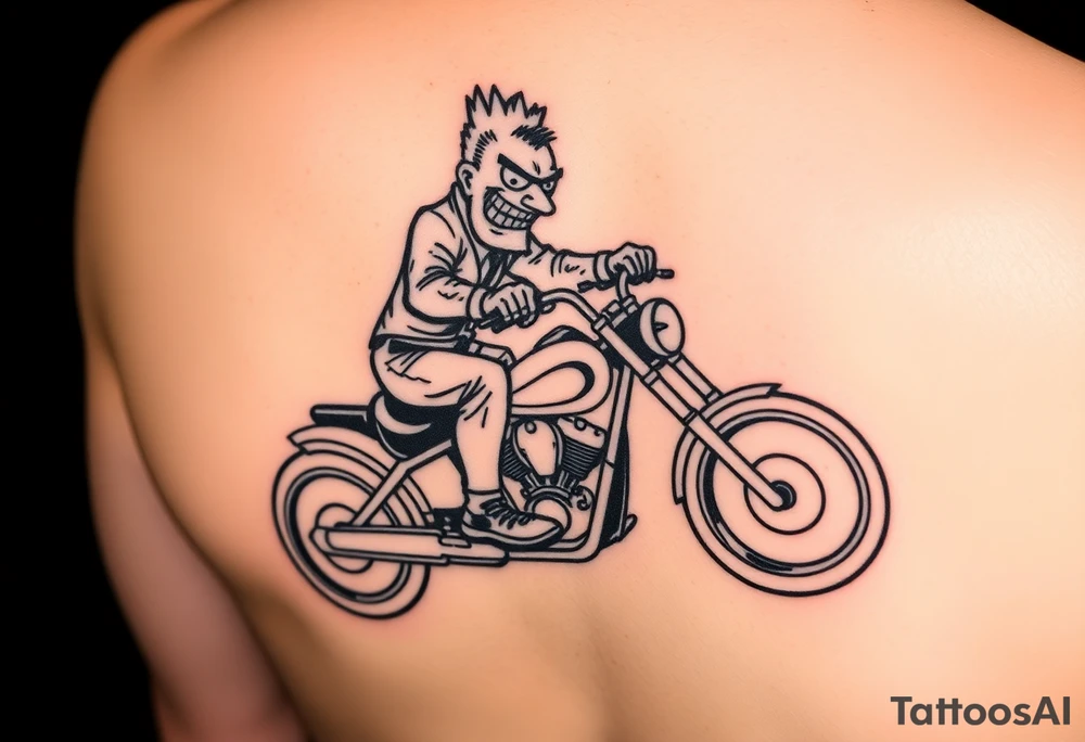 Taz riding a motorcycle tattoo idea