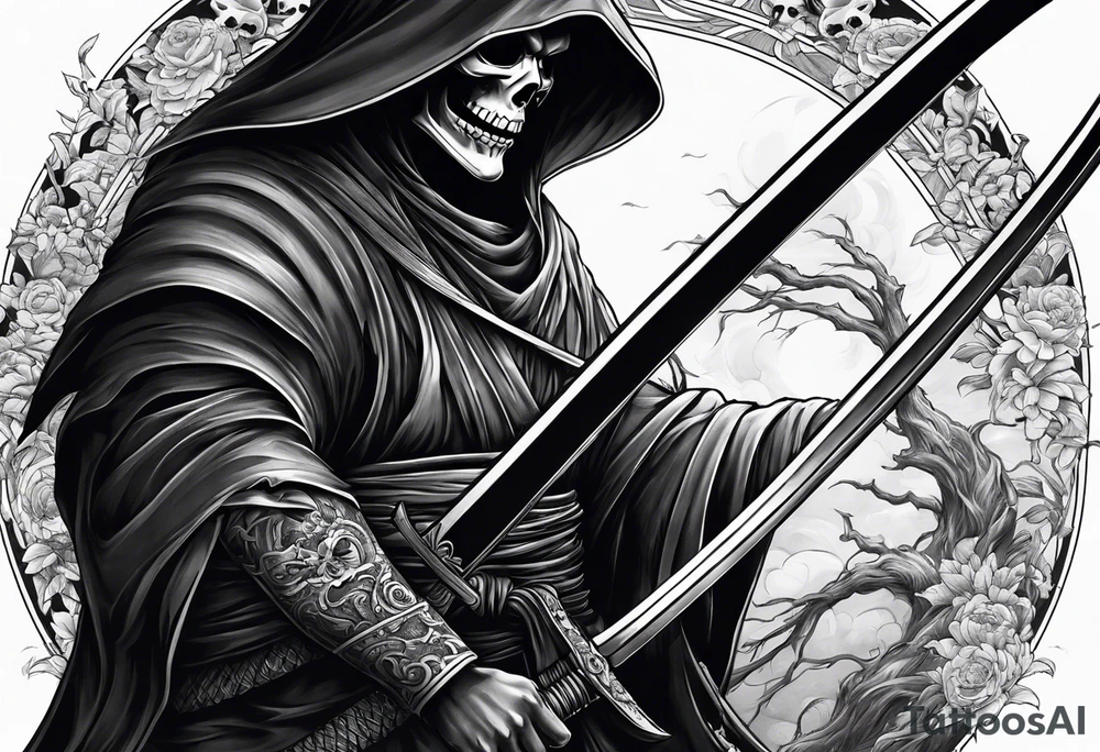 Katana and grim reaper tattoo idea