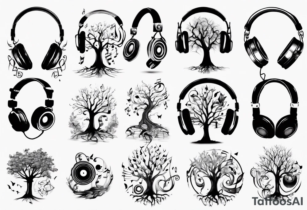 music speaker note tree headphones tattoo idea
