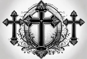 3 crosses with shading and a quote around it tattoo idea