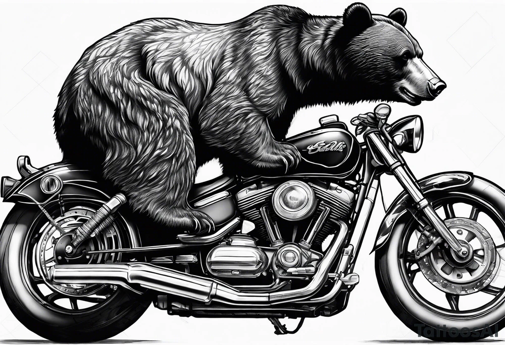 Bear riding motorcycle tattoo idea