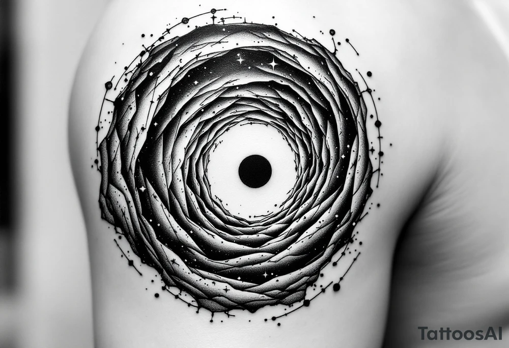 Two different universes on separate sides of a black hole tattoo idea