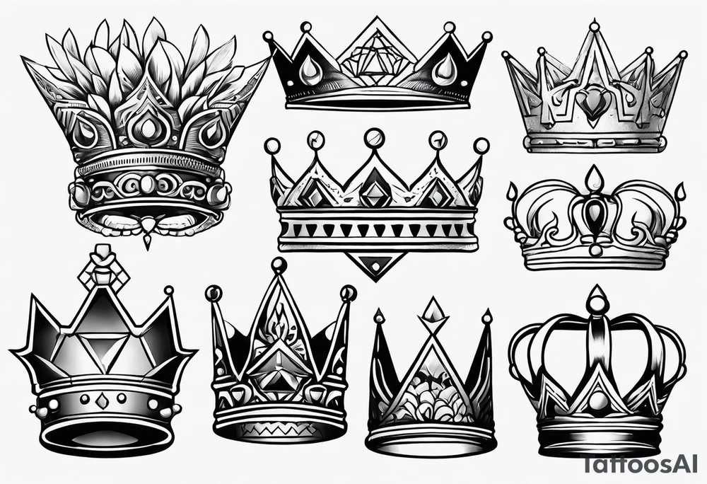 Variety of crowns style flash sheet tattoo idea