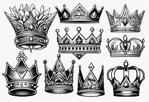 Variety of crowns style flash sheet tattoo idea