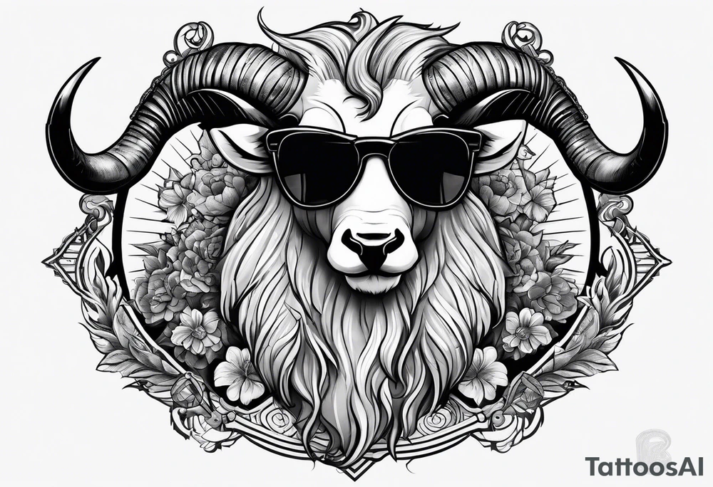 capricorn with sunglasses and a gun tattoo idea