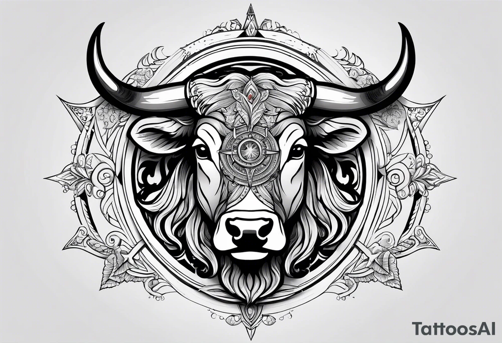 TAURUS BULL COMPASS tattoo idea